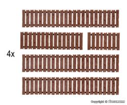 Brunt træhegn. L 192 x B 0,2 x H 2,2 cm. Vollmer 45015.