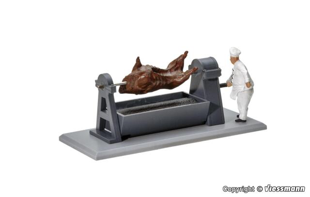 Stor grill med okse på roterende spid. Viessmann 1552.